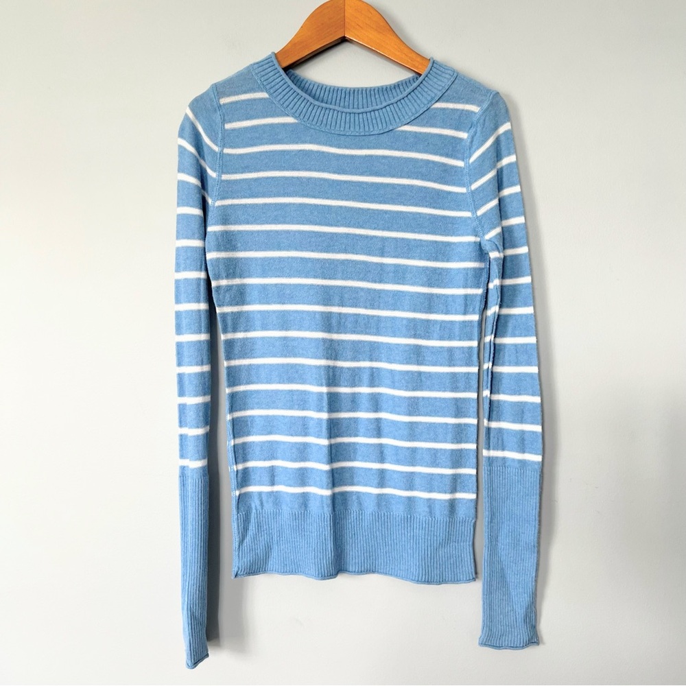 Mossimo Supply Co. Blue & White Striped Crewneck Sweater Size Medium